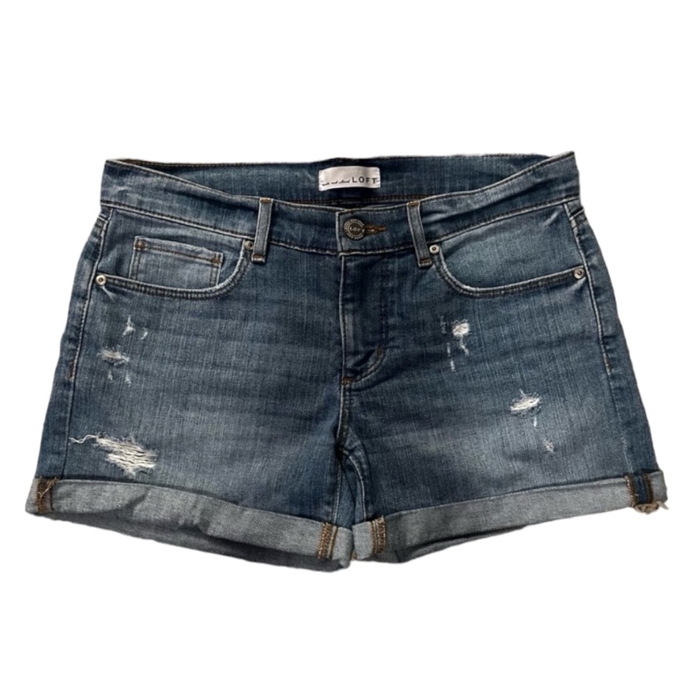 Loft Cuffed Distressed Denim Shorts